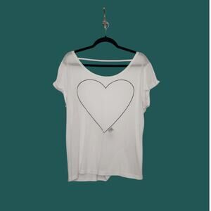 y2k Pink Victorias Secret Open Back Shirt '12 Heart XS-S White Baby Tee